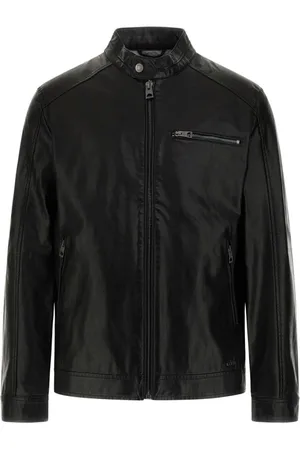 Guess Heren, Jassen, Zwart, Maat: L Leer