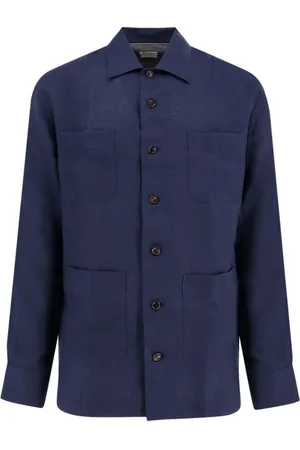 Brunello Cucinelli Heren, Jassen, Blauw, Maat: XL Linnen