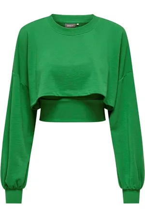 ONLY Dames, Sweatshirts & Hoodies, Groen, Maat: S Katoen