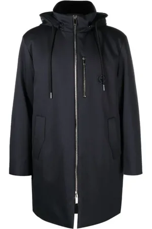 Giorgio Armani Heren, Mantels, Blauw, Maat: XL Wol