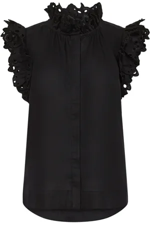 Copenhagen Muse Dames, Blouses & Shirts, Zwart, Maat: M Linnen