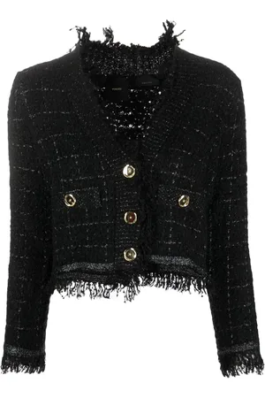 Pinko Dames, Jassen, Zwart, Maat: L Tweed