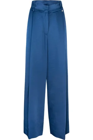 Liu Jo Dames, Broeken, Blauw, Maat: M Satijn