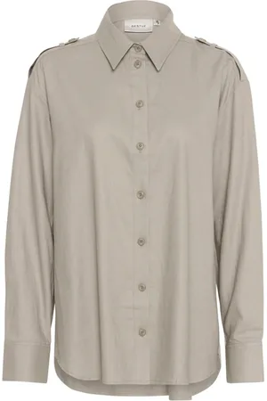 Gestuz Dames, Blouses & Shirts, Grijs, Maat: 2XS Linnen