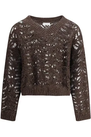 Brunello Cucinelli Dames, Truien, Bruin, Maat: L Linnen