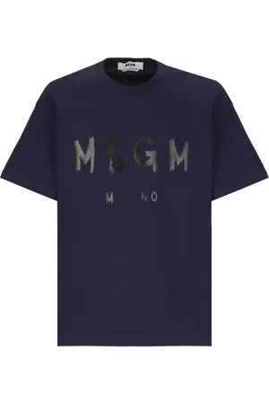 Msgm Heren, Tops, Blauw, Maat: M Katoen