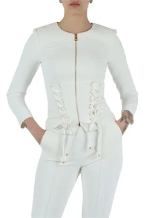 Elisabetta Franchi Dames, Jassen, Wit, Maat: S Poliester