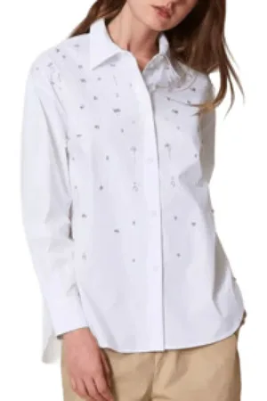 Twin-Set Dames, Blouses & Shirts, Wit, Maat: S