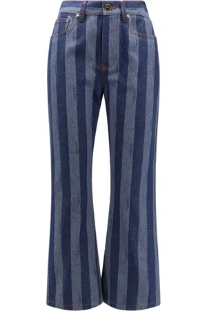 Fendi Dames, Broeken, Blauw, Maat: XS Katoen