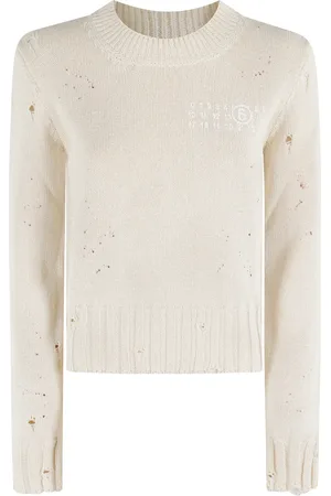 Maison Margiela Dames, Truien, Wit, Maat: L Katoen