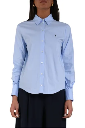 Patrizia Pepe Dames, Blouses & Shirts, Blauw, Maat: S Katoen