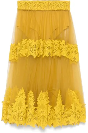 Elisabetta Franchi Dames, Rokken, Geel, Maat: S Polyamide