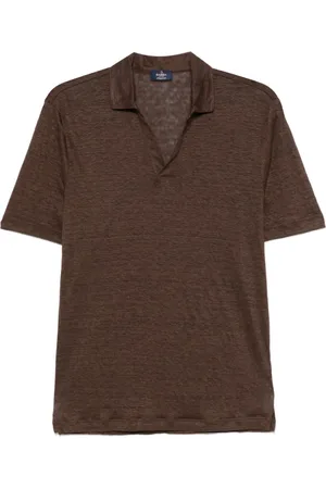 BARBA Heren, Tops, Bruin, Maat: L Linnen
