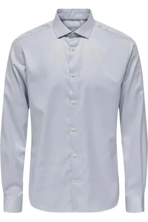 Only & Sons Heren, Overhemden, Blauw, Maat: M Katoen