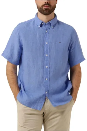 Tommy Hilfiger Heren, Overhemden, Blauw, Maat: M Linnen