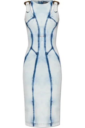 VERSACE Dames, Jurken, Blauw, Maat: 2XS Denim
