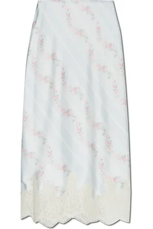 LOVESHACKFANCY Dames, Rokken, Blauw, Maat: M Satijn