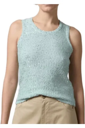 Roberto Collina Dames, Tops, Blauw, Maat: L Katoen