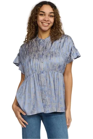 2-Biz Dames, Blouses & Shirts, Blauw, Maat: L Viscose