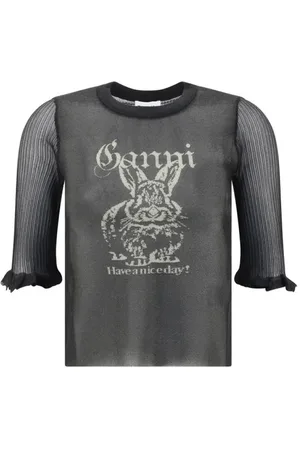 Ganni Dames, Tops, Zwart, Maat: S
