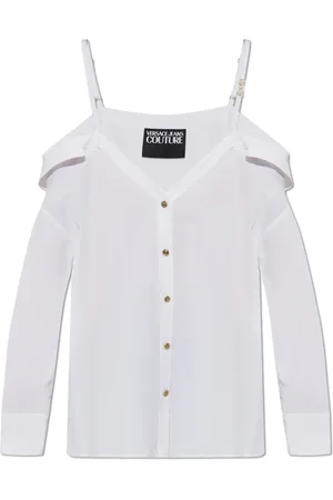 VERSACE Dames, Blouses & Shirts, Wit, Maat: XS Linnen