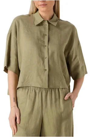 Drykorn Dames, Blouses & Shirts, Groen, Maat: S Linnen