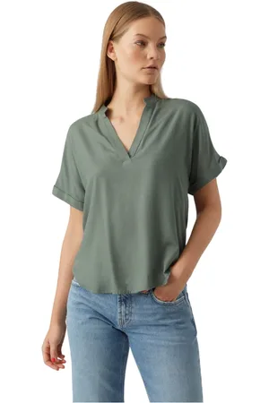 VERO MODA Dames, Blouses & Shirts, Groen, Maat: L