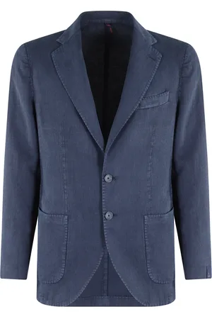Biagio Santaniello Heren, Jassen, Blauw, Maat: 3XL Linnen