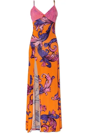 VERSACE Dames, Jurken, Oranje, Maat: 2XS Viscose