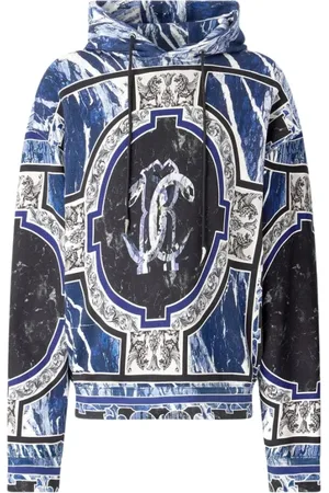 Roberto Cavalli Heren, Sweatshirts & Hoodies, Blauw, Maat: L Katoen