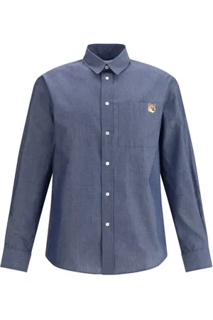 Maison Kitsuné Heren, Overhemden, Blauw, Maat: L Katoen