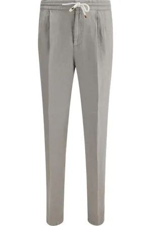 Brunello Cucinelli Heren, Broeken, Grijs, Maat: 2XL Linnen