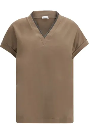 Brunello Cucinelli Dames, Tops, Bruin, Maat: S Katoen