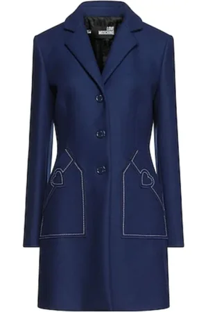 Moschino Dames, Mantels, Blauw, Maat: L Wol