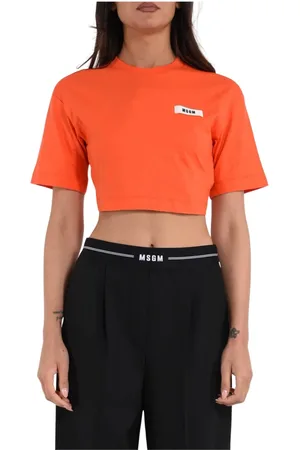 Msgm Dames, Tops, Oranje, Maat: S Katoen