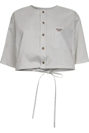Fendi Dames, Blouses & Shirts, Wit, Maat: XS Katoen