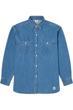 Edwin Heren, Overhemden, Blauw, Maat: L Denim