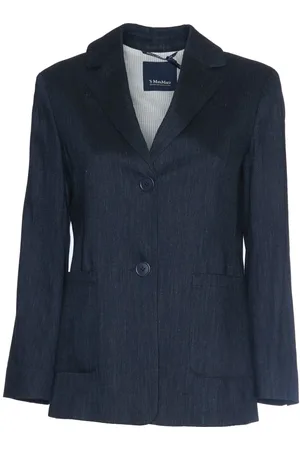 Max Mara Dames, Jassen, Blauw, Maat: XS Linnen