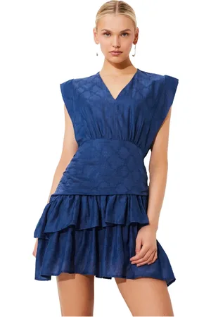 Suncoo Dames, Jurken, Blauw, Maat: L Katoen