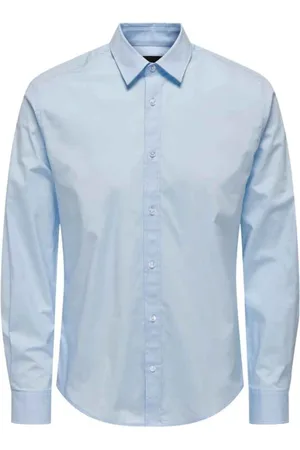 Only & Sons Heren, Overhemden, Blauw, Maat: XL Katoen