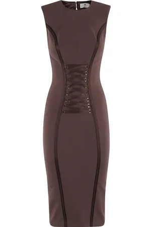 Elisabetta Franchi Dames, Jurken, Bruin, Maat: M Katoen