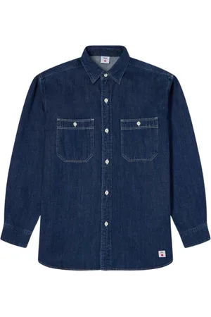 Edwin Heren, Overhemden, Blauw, Maat: S Denim