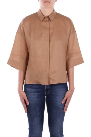 Max Mara Dames, Blouses & Shirts, Bruin, Maat: S Linnen