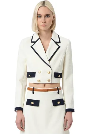 Fracomina Dames, Jassen, Wit, Maat: L Tweed
