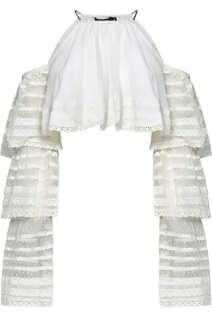 AMEN Dames, Blouses & Shirts, Wit, Maat: XS Katoen