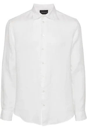 Emporio Armani Heren, Overhemden, Wit, Maat: M Linnen