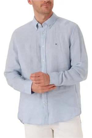 Tommy Hilfiger Heren, Overhemden, Blauw, Maat: 2XL Wol