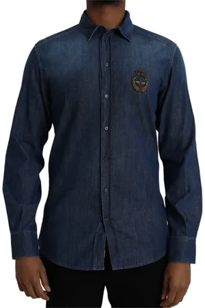 Dolce & Gabbana Heren, Overhemden, Blauw, Maat: L Denim