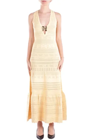 Elisabetta Franchi Dames, Jurken, Geel, Maat: XL Viscose