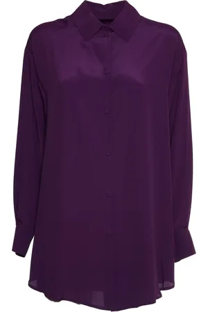 MOMONÍ Dames, Blouses & Shirts, Paars, Maat: S Katoen